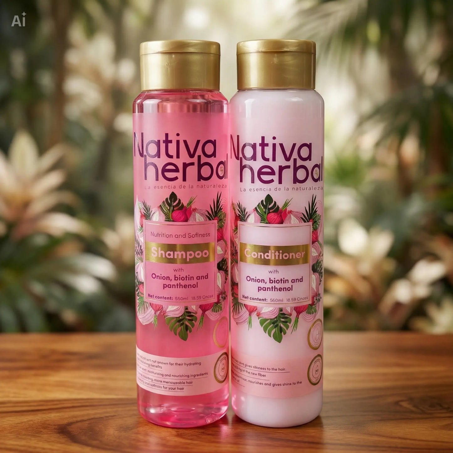 Set Shampoo y acondiconador de cebolla para el crecimiento del cabello con biotina y pantenol  (18.5 fl oz / 550 ml) – Fórmula natural para dar volumen y controlar el encrespamiento, para un cabello fuerte y saludable.