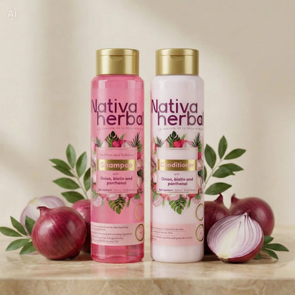 Set Shampoo y acondiconador de cebolla para el crecimiento del cabello con biotina y pantenol  (18.5 fl oz / 550 ml) – Fórmula natural para dar volumen y controlar el encrespamiento, para un cabello fuerte y saludable.