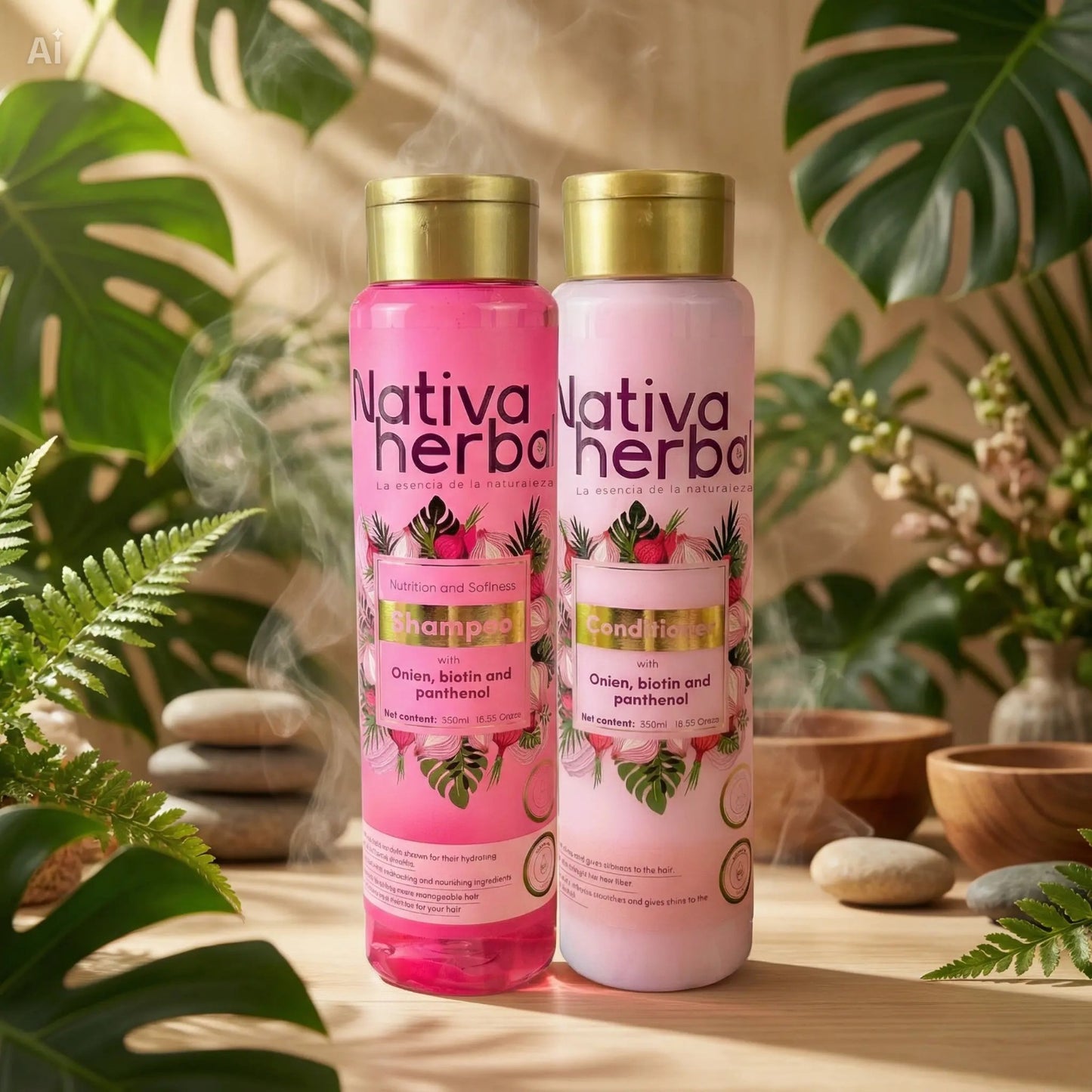 Set Shampoo y acondiconador de cebolla para el crecimiento del cabello con biotina y pantenol  (18.5 fl oz / 550 ml) – Fórmula natural para dar volumen y controlar el encrespamiento, para un cabello fuerte y saludable.