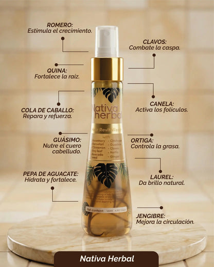 Tónico capilar a base de hierbas para la caída del cabello, con romero, quina y jengibre.