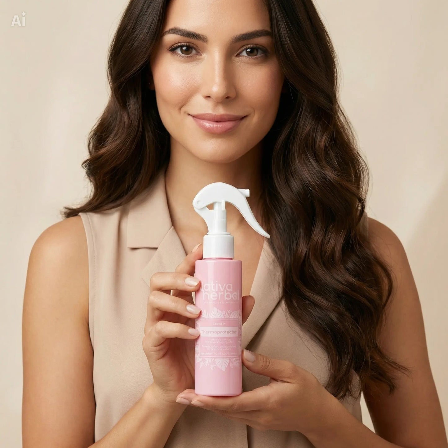 Tratamiento capilar Nativa Herbal: desenredante hidratante, termoprotector y antifrizz (120 ml) para un cabello suave y manejable.