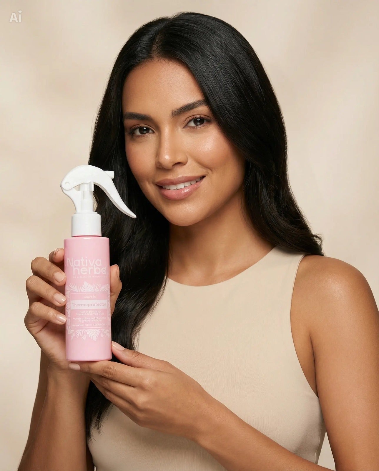 Tratamiento capilar Nativa Herbal: desenredante hidratante, termoprotector y antifrizz (120 ml) para un cabello suave y manejable.