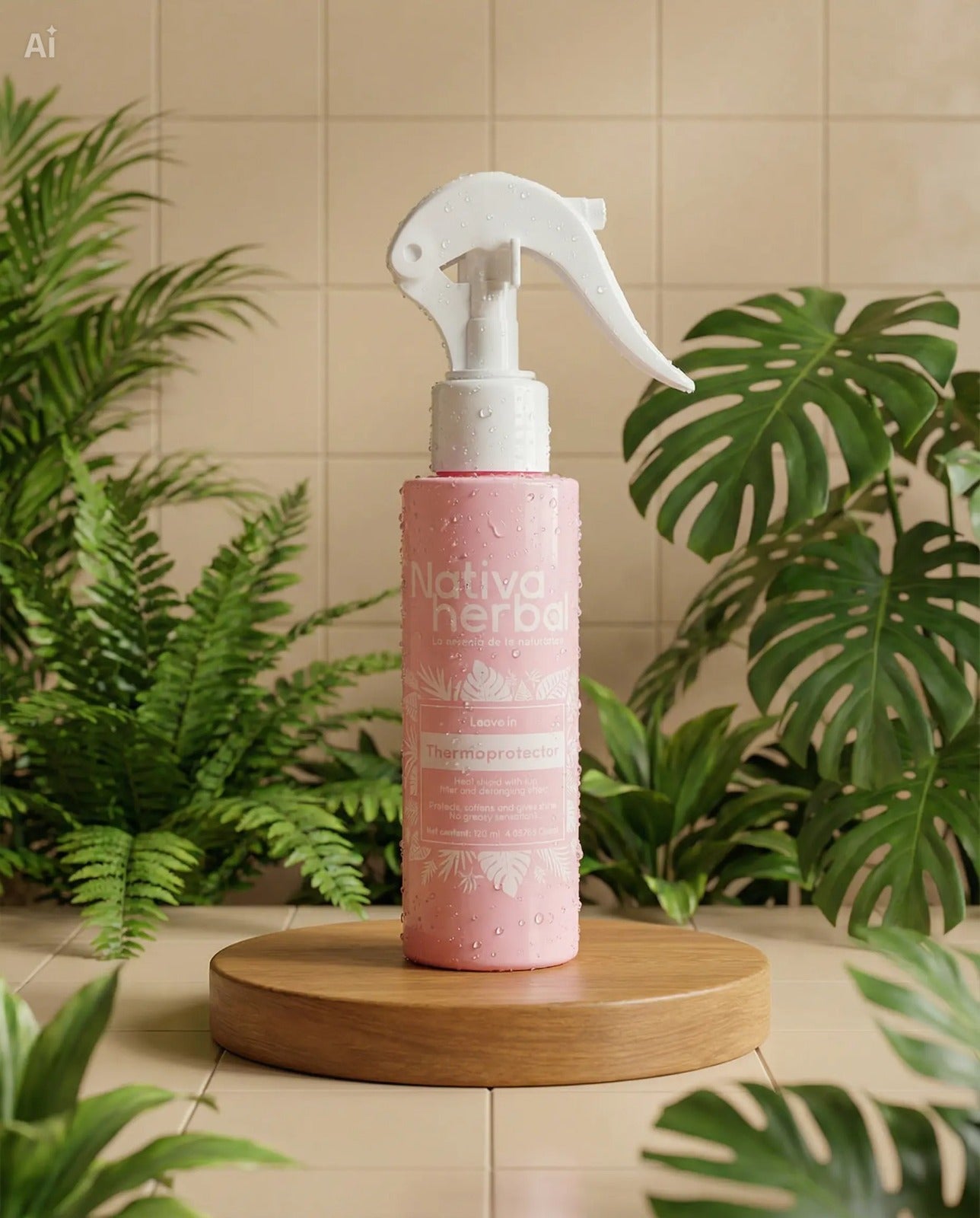 Tratamiento capilar Nativa Herbal: desenredante hidratante, termoprotector y antifrizz (120 ml) para un cabello suave y manejable.