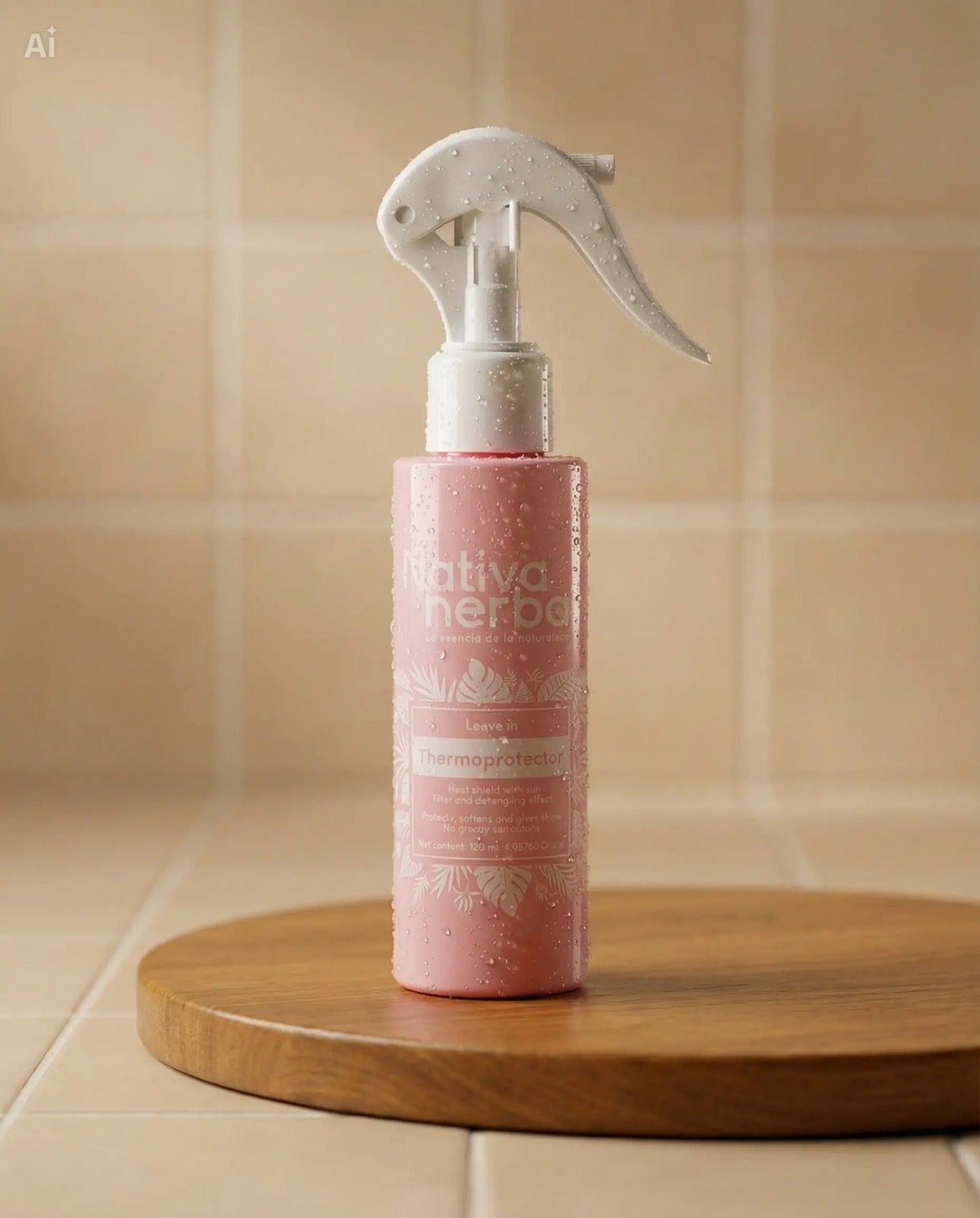 Tratamiento capilar Nativa Herbal: desenredante hidratante, termoprotector y antifrizz (120 ml) para un cabello suave y manejable.