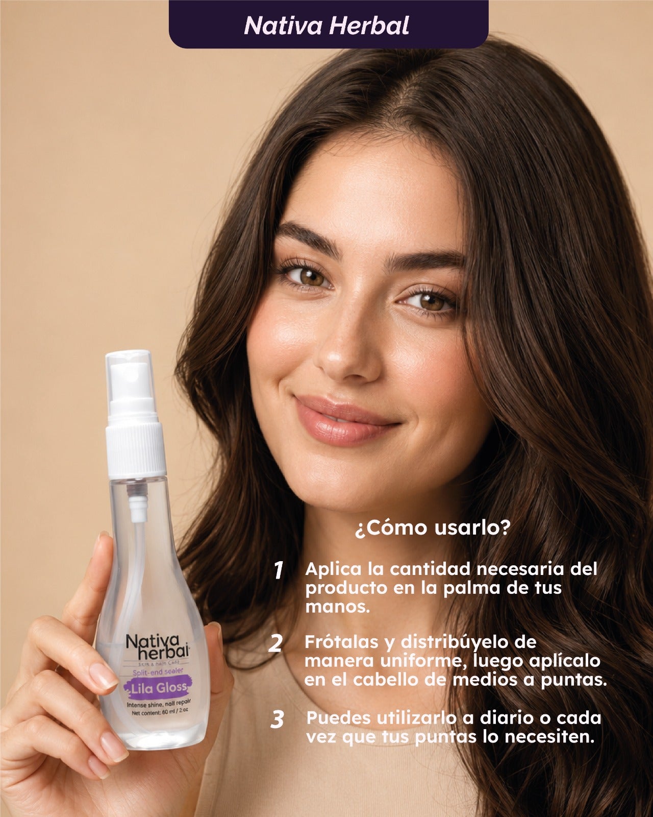 Lila Gloss Sellador de puntas y anti-frizz x 60ml