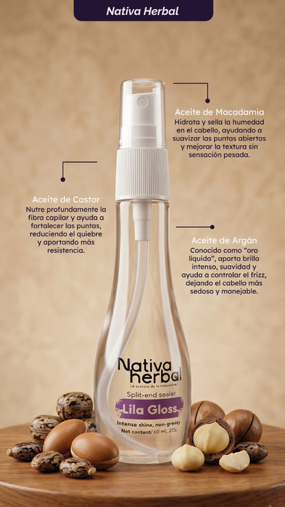 Lila Gloss Sellador de puntas y anti-frizz x 60ml