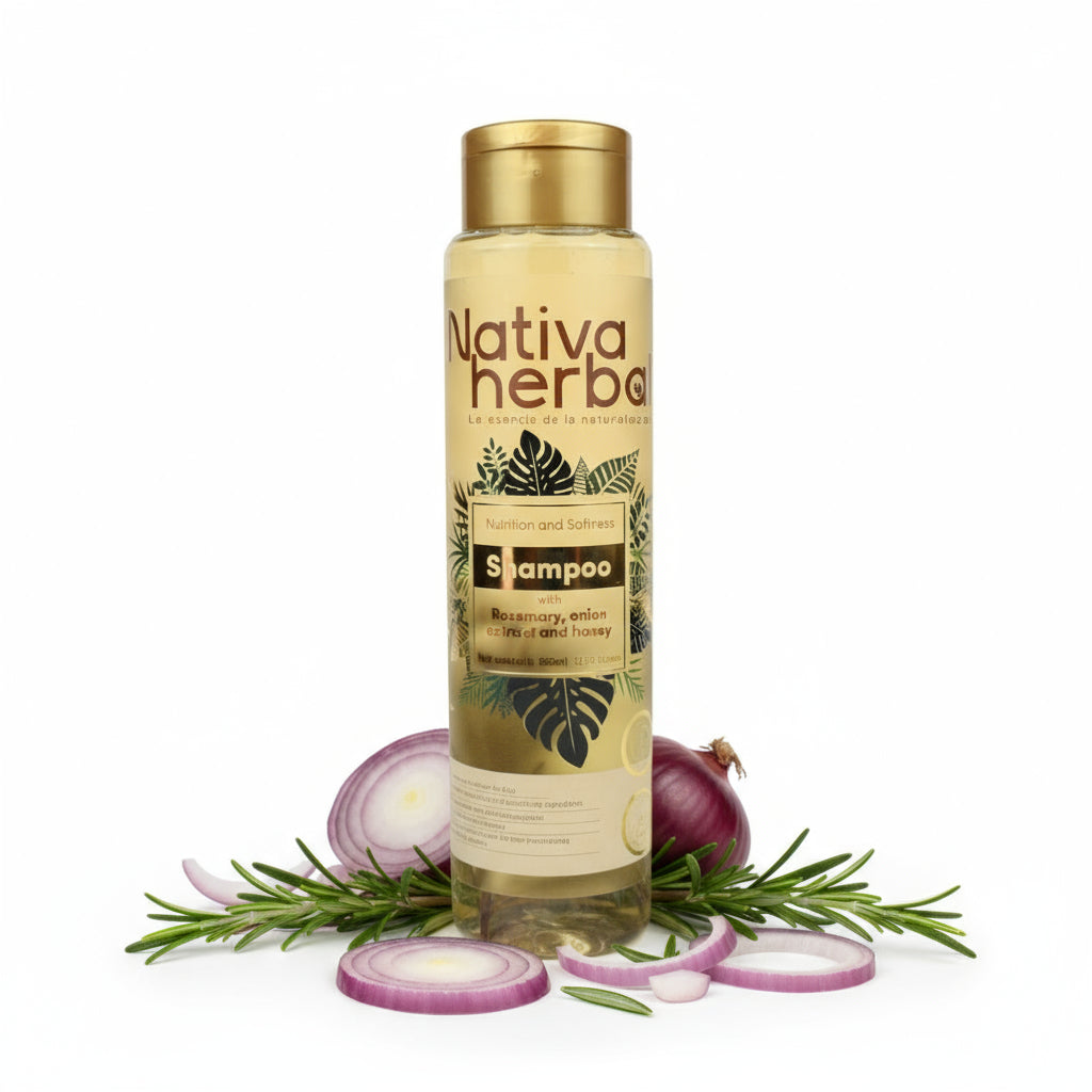 SHAMPOO HERBAL DE ROMERO Y CEBOLLA X 550 ML.